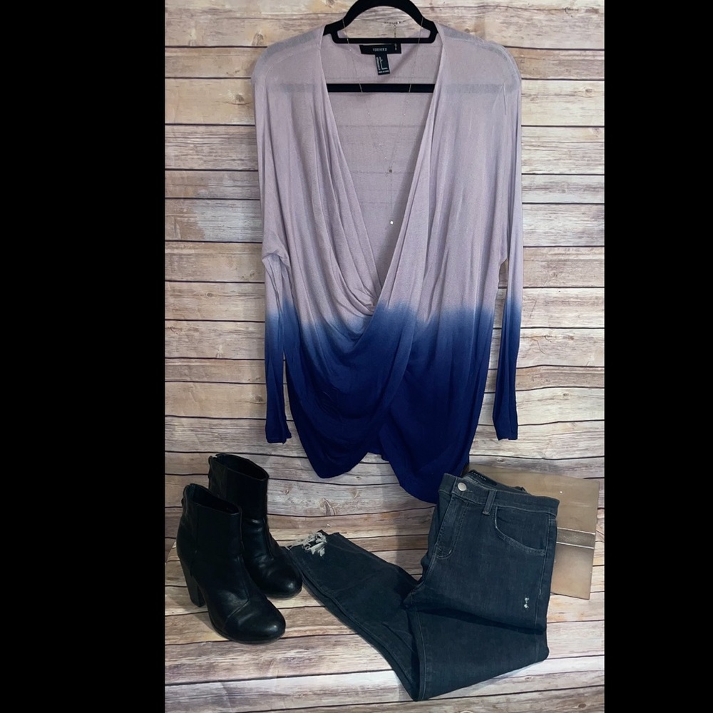 Ombré Purple Deep V High-Low Top - Picture 7 of 8